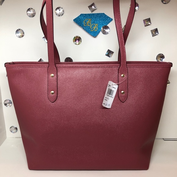 HP 🎉COACH CITY ZIP TOTE ROUGE RED + 3D BEAR CHARM - Picture 2 of 5